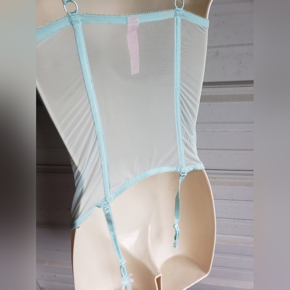 💋 💄 Bra Size 34D Bustier lingerie Victoria's Secret sheer blue corset 💋 👠 - Picture 3 of 4